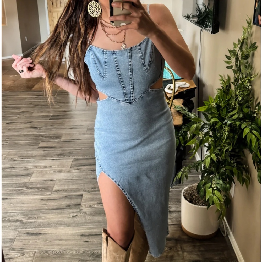 Denim Blue Cutout Dress NWT